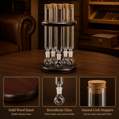 Cigar flavoring humidor tube set material details solid wood borosilicate glass cork stoppers